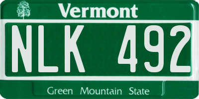 VT license plate NLK492