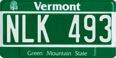 VT license plate NLK493