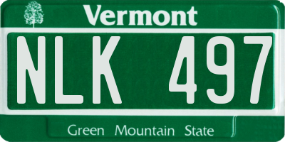 VT license plate NLK497