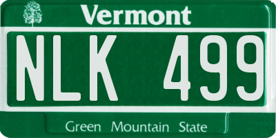 VT license plate NLK499