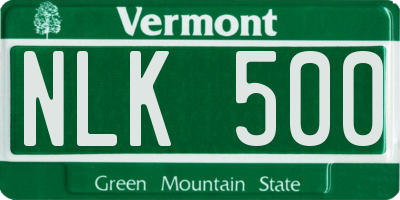 VT license plate NLK500