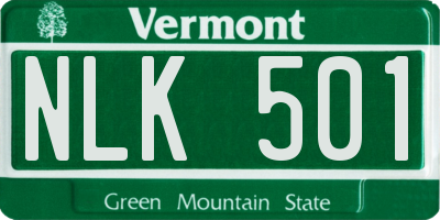 VT license plate NLK501