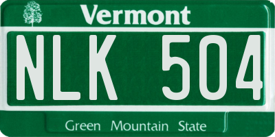 VT license plate NLK504