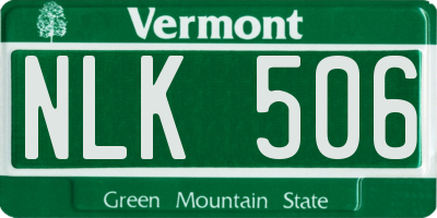 VT license plate NLK506