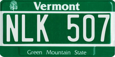 VT license plate NLK507