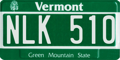 VT license plate NLK510
