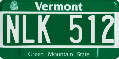 VT license plate NLK512