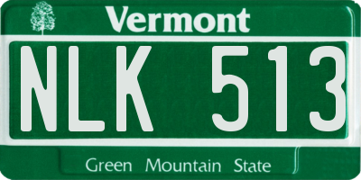 VT license plate NLK513