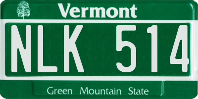 VT license plate NLK514