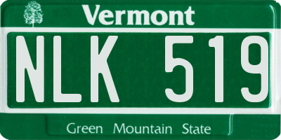 VT license plate NLK519