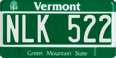 VT license plate NLK522