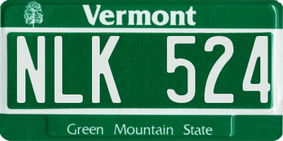 VT license plate NLK524