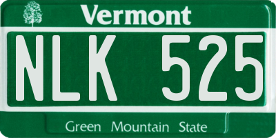 VT license plate NLK525