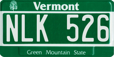 VT license plate NLK526