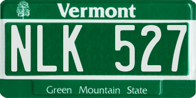 VT license plate NLK527