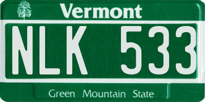 VT license plate NLK533