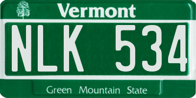 VT license plate NLK534