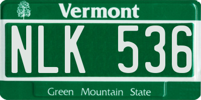 VT license plate NLK536