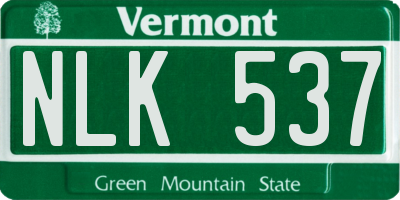 VT license plate NLK537