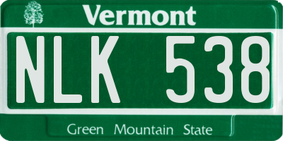 VT license plate NLK538