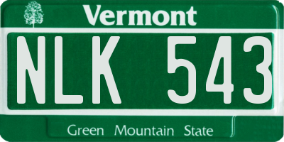 VT license plate NLK543