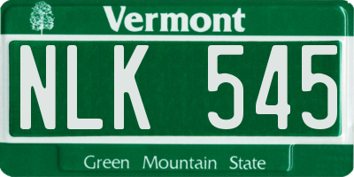 VT license plate NLK545
