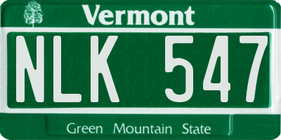 VT license plate NLK547