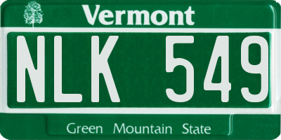 VT license plate NLK549