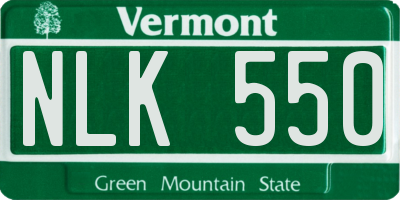 VT license plate NLK550