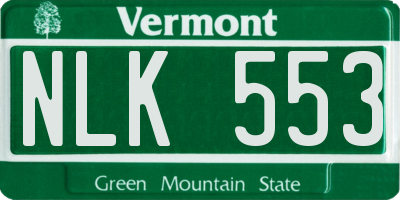 VT license plate NLK553