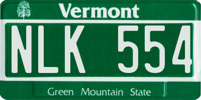 VT license plate NLK554