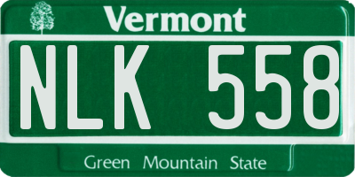 VT license plate NLK558