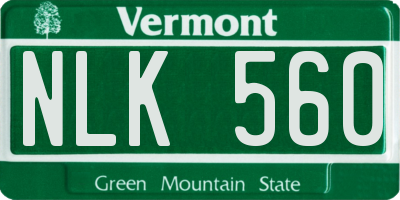 VT license plate NLK560