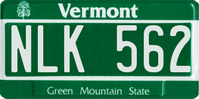 VT license plate NLK562