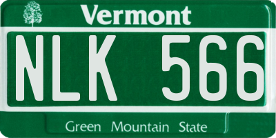 VT license plate NLK566
