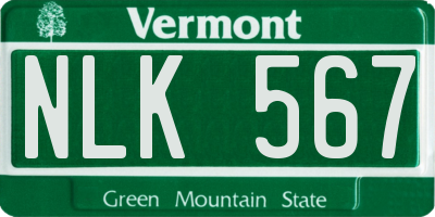 VT license plate NLK567