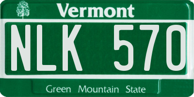 VT license plate NLK570