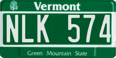VT license plate NLK574