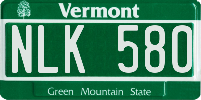VT license plate NLK580