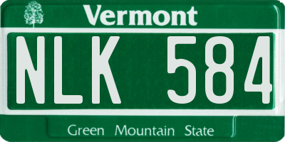 VT license plate NLK584