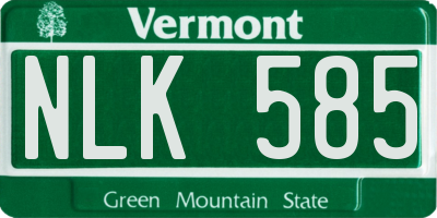 VT license plate NLK585