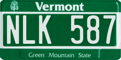 VT license plate NLK587