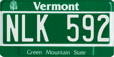VT license plate NLK592