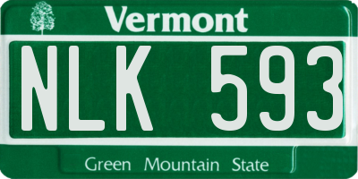 VT license plate NLK593