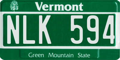 VT license plate NLK594