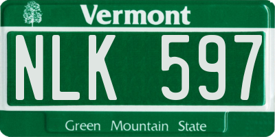 VT license plate NLK597
