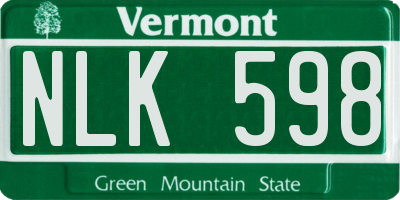 VT license plate NLK598