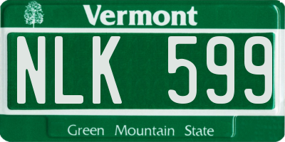 VT license plate NLK599