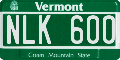 VT license plate NLK600