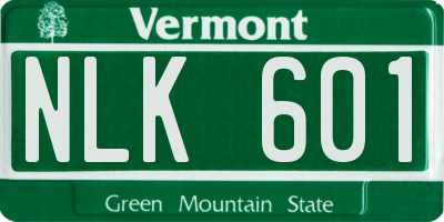 VT license plate NLK601